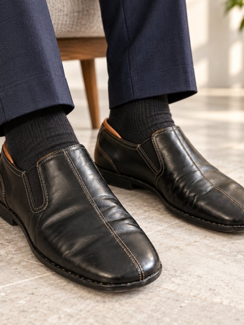 Cole Haan Zeno II Loafers Men 14M Black Leather Slip On Square Toe Comfort